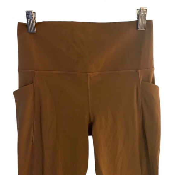 ATHLETA Brown Salutation Stash High-Rise Waist Women's Tipped Leggings Small - Picture 3 of 8